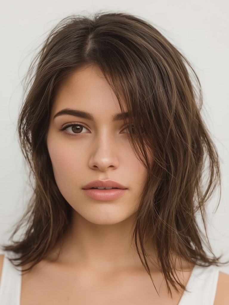 Sleek Butterfly Haircut Long Hair For Round Face