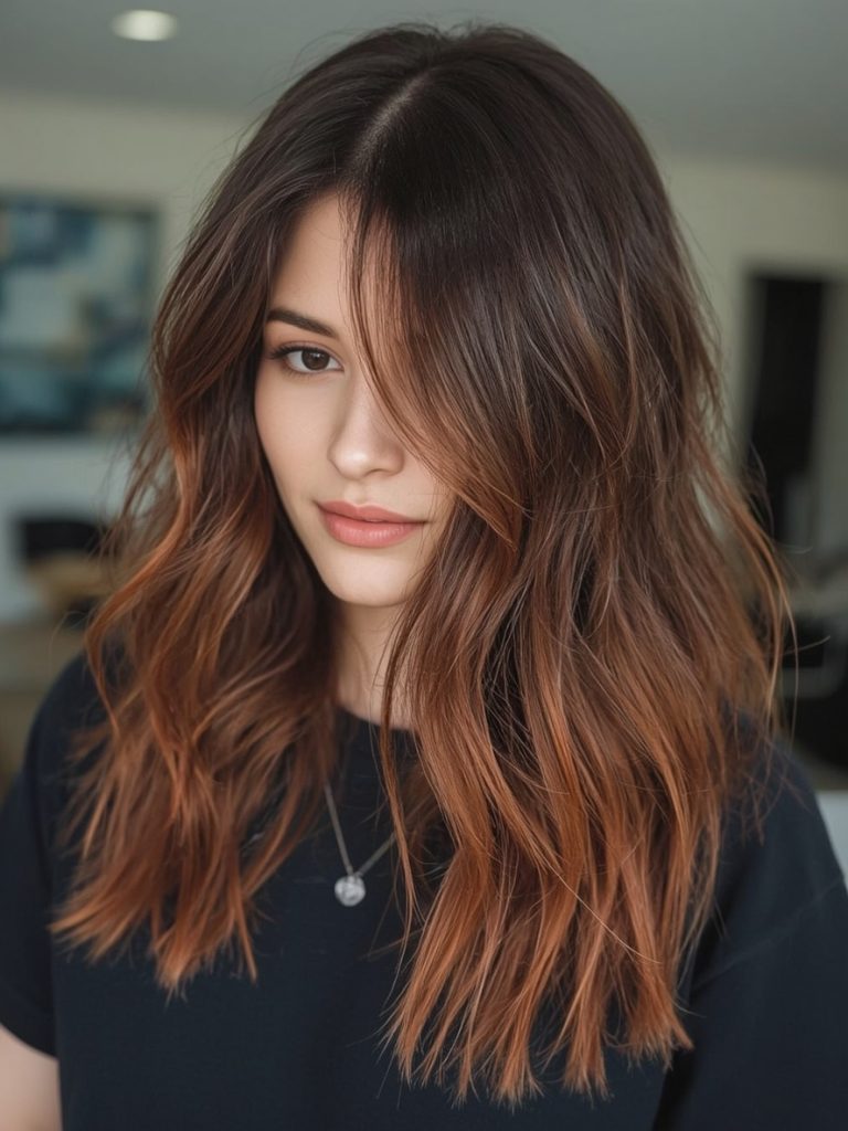 Chocolate Copper Hair: Crimson Highlights