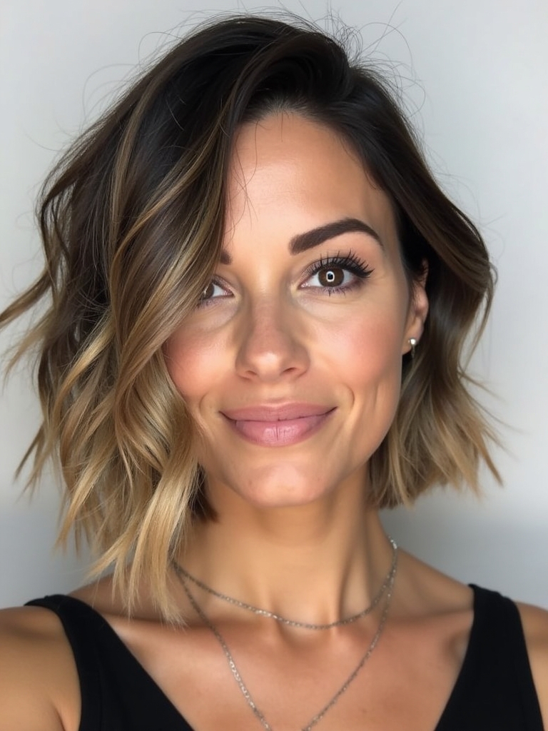 Angled Bob Haircut for Oval Faces