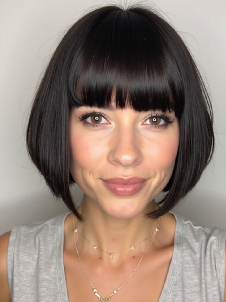 Angled Bob Haircut with Root Smudge