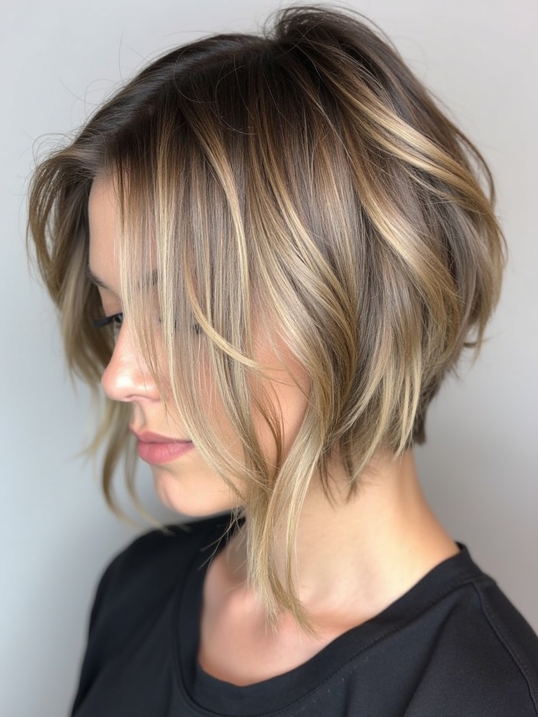 Curly Angled Bob Haircut