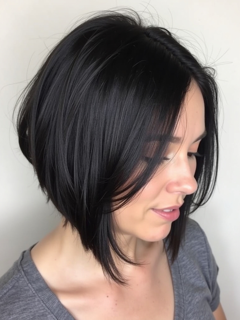 Angled Bob Haircut with Choppy Layers