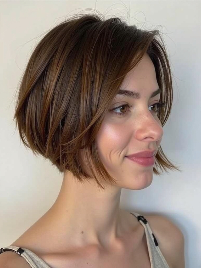 Angled Bob Haircut with a Shaved Nape