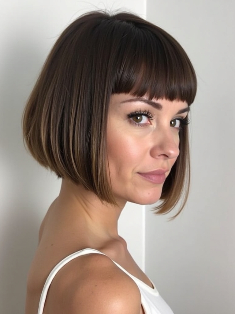 Angled Bob Haircut with a Middle Part