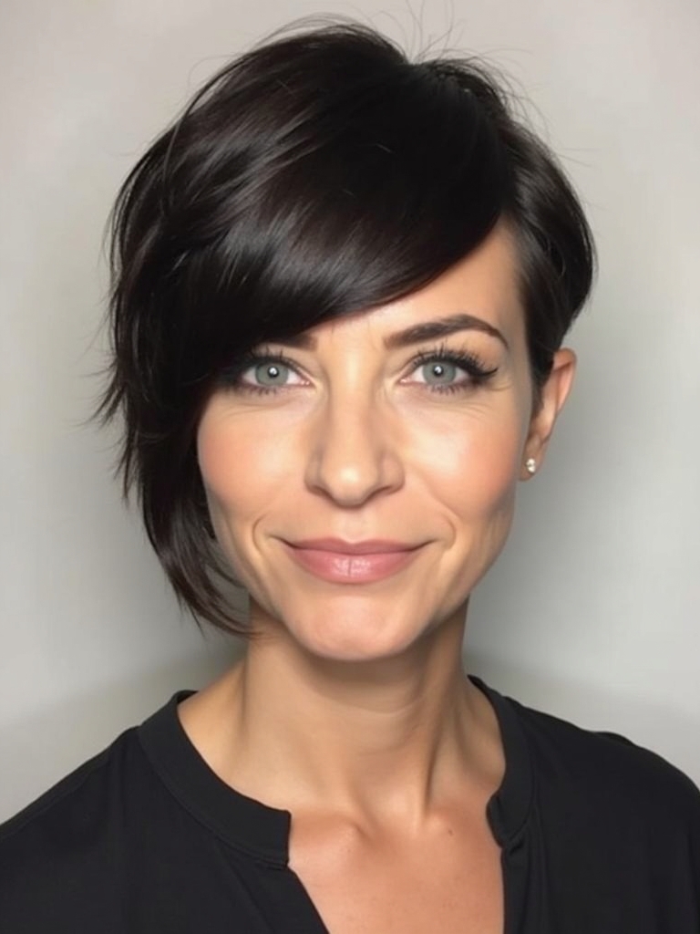 Asymmetrical Bob with Face Framing Curtain Bangs