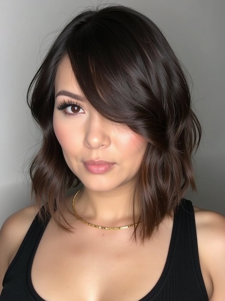 Waterfall Braid with Face Framing Curtain Bangs