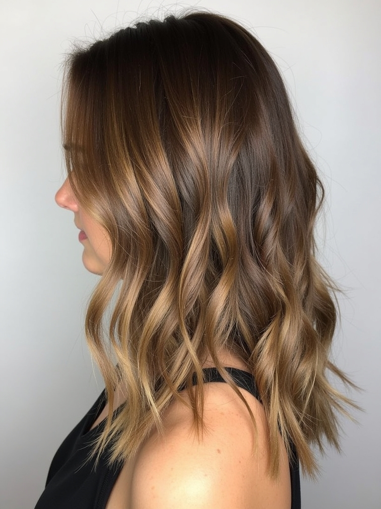Honey Brown Balayage on Curly Hair