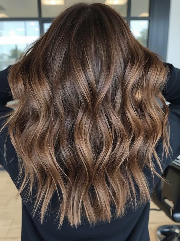Bronde Caramel Highlights on Brown Hair