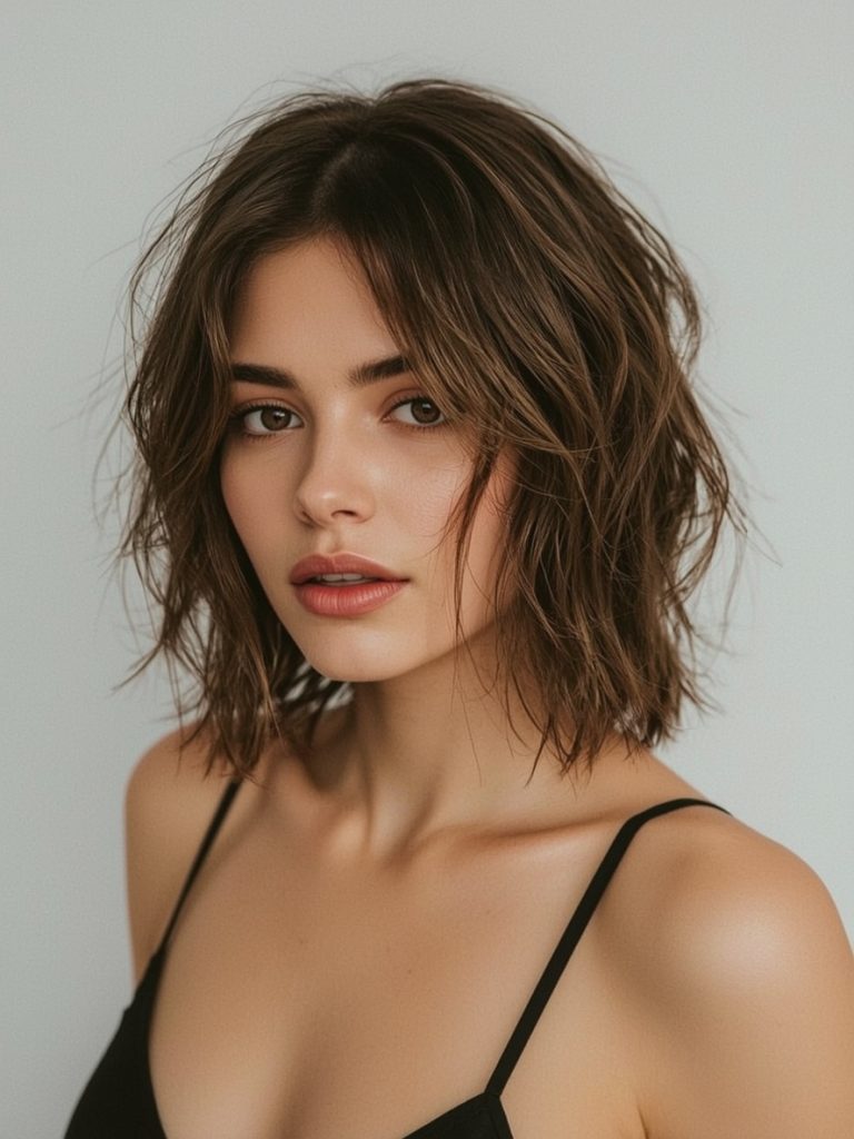 Brunette Summer Hair 2025: Curtain Bangs