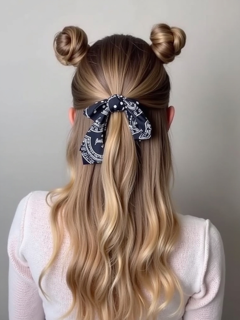 Cute Easy Hairstyles: Half-Up Messy Bun